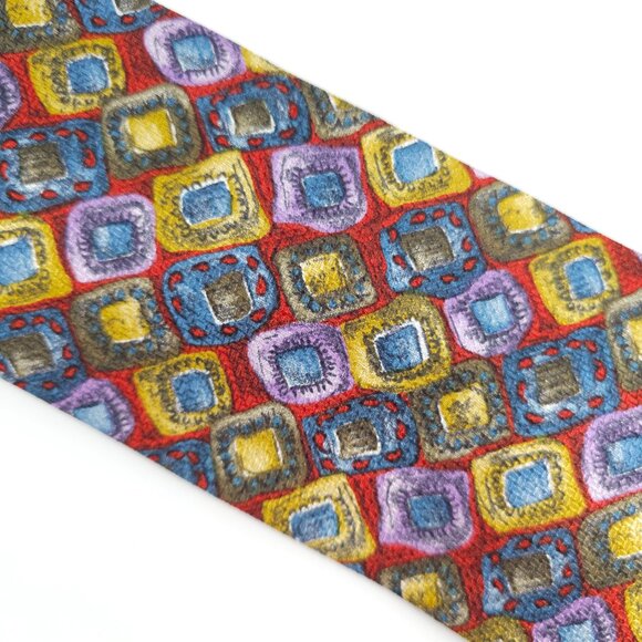 Carrot & Gibbs Men Necktie Pure Silk Geometric Multicolor Size 57x4 - NWOT - Picture 2 of 5